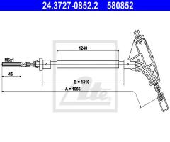 Ate 24.3727-0852 linka hamulca ręcznego peugeot 406 00-04 przód, peugeot 406 (8b)