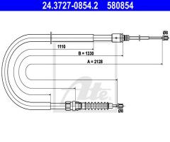 Ate 24.3727-0854 linka hamulca ręcznego peugeot 308sw 08- tył, peugeot 308 sw