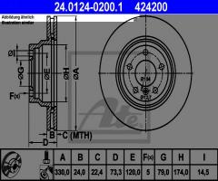 Ate 24.0124-0200 tarcza hamulcowa bmw 3 e90 04-, bmw 3 (e91) touring 