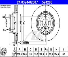 Ate 24.0324-0200 tarcza hamulcowa bmw 3 e90 04-, bmw 3 (e91) touring 