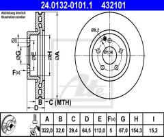 Ate 24.0132-0101 tarcza hamulcowa mercedes w204 citroen klasa 07-, mercedes-benz slk (r172)