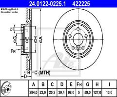 Ate 24.0122-0225 tarcza hamulcowa alfa romeo gtv 95-05, alfa romeo gtv (916c_)