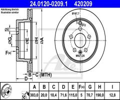 Ate 24.0120-0209 tarcza hamulcowa opel antara 06- tył, chevrolet captiva (c100, c140), opel antara