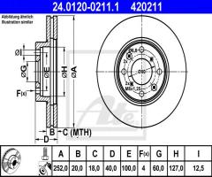 Ate 24.0120-0211 tarcza hamulcowa suzuki swift iii 05-, opel agila (b) (h08), suzuki splash