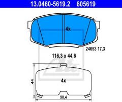 Ate 13.0460-5619 klocki hamulcowe toyota landcruiser 08- tył v8