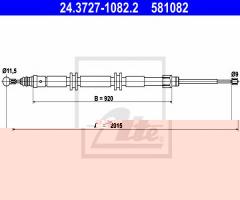 Ate 24.3727-1082 linka hamulca ręcznego renault kangoo 08- tył, renault kangoo express (fw0/1_)