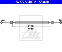 Ate 24.3727-3400 linka hamulca ręcznego vw touareg 02-10 przód, audi q7 (4l)