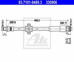 Ate 83.7101-9489 przewód hamulcowy giętki fiat ducato 06- tył, citroËn jumper autobus