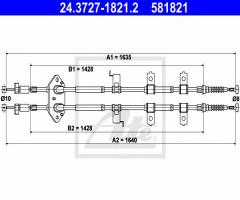 Ate 24.3727-1821 linka hamulca ręcznego mazda 6 02-07, mazda 6 hatchback (gg)