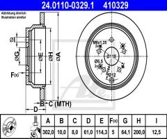 Ate 24.0110-0329 tarcza hamulcowa honda cr-v iii 07- tył, honda cr-v iii (re)