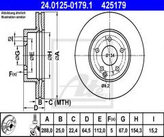 Ate 24.0125-0179 tarcza hamulcowa mercedes w204 citroen klasa 07-, mercedes-benz klasa c (w204)