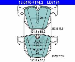 Ate 13.0470-7174 klocki hamulcowe bmw 5 e60 03- tył, bmw 5 (e60)