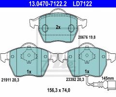 Ate 13.0470-7122 klocki hamulcowe vw golf iv 97-03 z czuj., audi a3 (8l1), seat toledo ii (1m2)