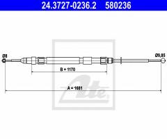 Ate 24.3727-0236 linka hamulca ręcznego bmw 5 e60 03-10 lewy tył, bmw 5 (e60)