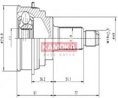 Kamoka 6836 przegub napędowy zew. suzuki baleno 90-, suzuki baleno hatchback (eg)