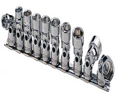 Ks tools 911.3840 zestaw nasadek 3/8 6kt z przegubem 10cz.
