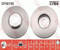 Trw df6619s tarcza hamulc. bmw x6 e71,e72  08- prawy przód, bmw x5 (e70)