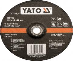 Yato yt-6124 tarcza do szlif. metalu wypuk.126x6.0x22 szt yato