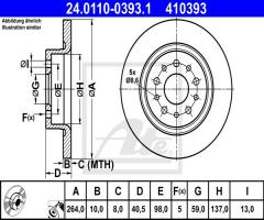 Ate 24.0110-0393 tarcza hamulc. fiat 500l  12- tył, fiat 500l