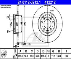 Ate 24.0112-0212 tarcza hamulc. citroen c4 picasso ii  13- tył, citroËn c4 grand picasso ii