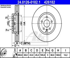 Ate 24.0126-0182 tarcza hamulc. opel mokka  12-, opel mokka