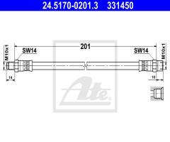 Ate 24.5170-0201 przewód hamulcowy giętki bmw 5 e34  88-95 tył, bmw 2500-3.3 (e3)