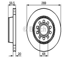 Bosch 0986478614 tarcza hamulc. audi a6 quattro  94-97 tył, audi v8 (44_, 4c_)