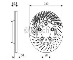 Bosch 0986479579 tarcza hamulc., porsche 911 (997)