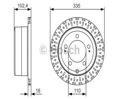 Bosch 0986479a61 tarcza hamulc. toyota land cruiser 100  98-07 tył, toyota land cruiser 100 (uzj100)