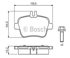 Bosch 0986494664 klocki hamulc. mercedes w246 b-klasa  11- tył, mercedes-benz cla coupe (c117)