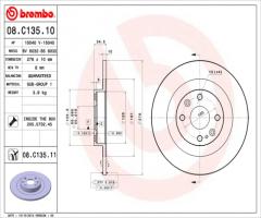 Brembo 08.c135.11 tarcza hamulc. mazda mx5  00-05 tył, mazda mx-5 ii (nb)