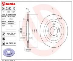 Brembo 08.c250.11 tarcza hamulc. kia ceed  12-  tył, hyundai i30 coupe, kia cee`d sportswagon