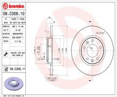 Brembo 08.c308.11 tarcza hamulc. peugeot 308 ii  13- tył, citroËn c4 grand picasso ii