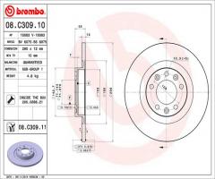 Brembo 08.c309.11 tarcza hamulc. citroen c4 picasso ii  13- tył, citroËn c4 grand picasso ii