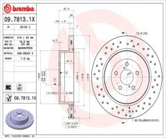 Brembo 09.7813.1x tarcza hamulc. subaru impreza wrx sti  01-06 tył, subaru impreza sedan (gd, gg)