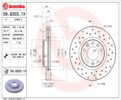 Brembo 09.8303.1x tarcza hamulc. peugeot 407  04-, peugeot 407 (6d_)