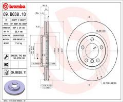 Brembo 09.b638.11 tarcza hamulc. mini countryman  10-, mini mini countryman (r60)