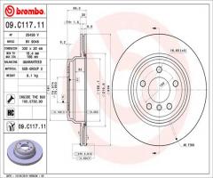 Brembo 09.c117.11 tarcza hamulc. bmw 3 f30  11- tył, bmw 3 (f30, f35, f80)