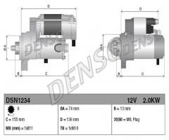 Denso dsn1234 rozrusznik toyota, toyota auris (nze18_, zre18_)