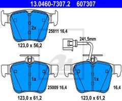 Ate 13.0460-7307 klocki hamulc. audi a3  12-, audi a3 sportback (8va)