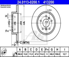 Ate 24.0113-0200 tarcza hamulc. nissan qashqai  13- tył, renault kadjar