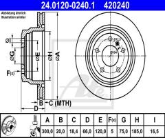 Ate 24.0120-0240 tarcza hamulc. bmw 3 f30  11- tył, bmw 3 (f30, f35, f80)