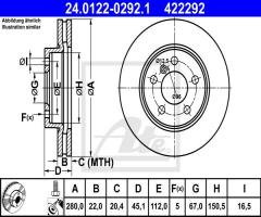 Ate 24.0122-0292 tarcza hamulc. mini cooper,one  13- przód, bmw 2 active tourer (f45)