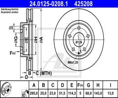 Ate 24.0125-0208 tarcza hamulc. mazda 3  13- przód, mazda 3 (bm)