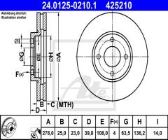 Ate 24.0125-0210 tarcza hamulc. ford ecosport  13- przód, ford ecosport