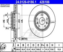 Ate 24.0126-0186 tarcza hamulc. renault kangoo  08-, renault kangoo / grand kangoo (kw0/1_)