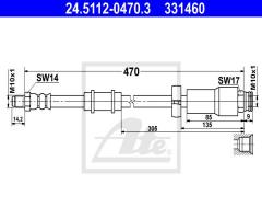 Ate 24.5112-0470 przewód hamulcowy gietki fiat ducato  01-06 p, fiat ducato autobus (230)