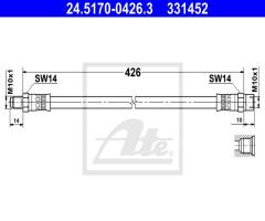 Ate 24.5170-0426 przewód hamulcowy giętki mercedes 207-410 tył, mercedes-benz /8 (w115)