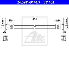 Ate 24.5201-0474 przewód hamulcowy giętki mercedes 207d-310d przód, mercedes-benz t1 autobus (601)