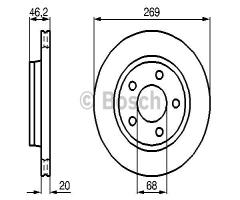 Bosch 0986478316 tarcza hamulc., audi 100 (44, 44q, c3)